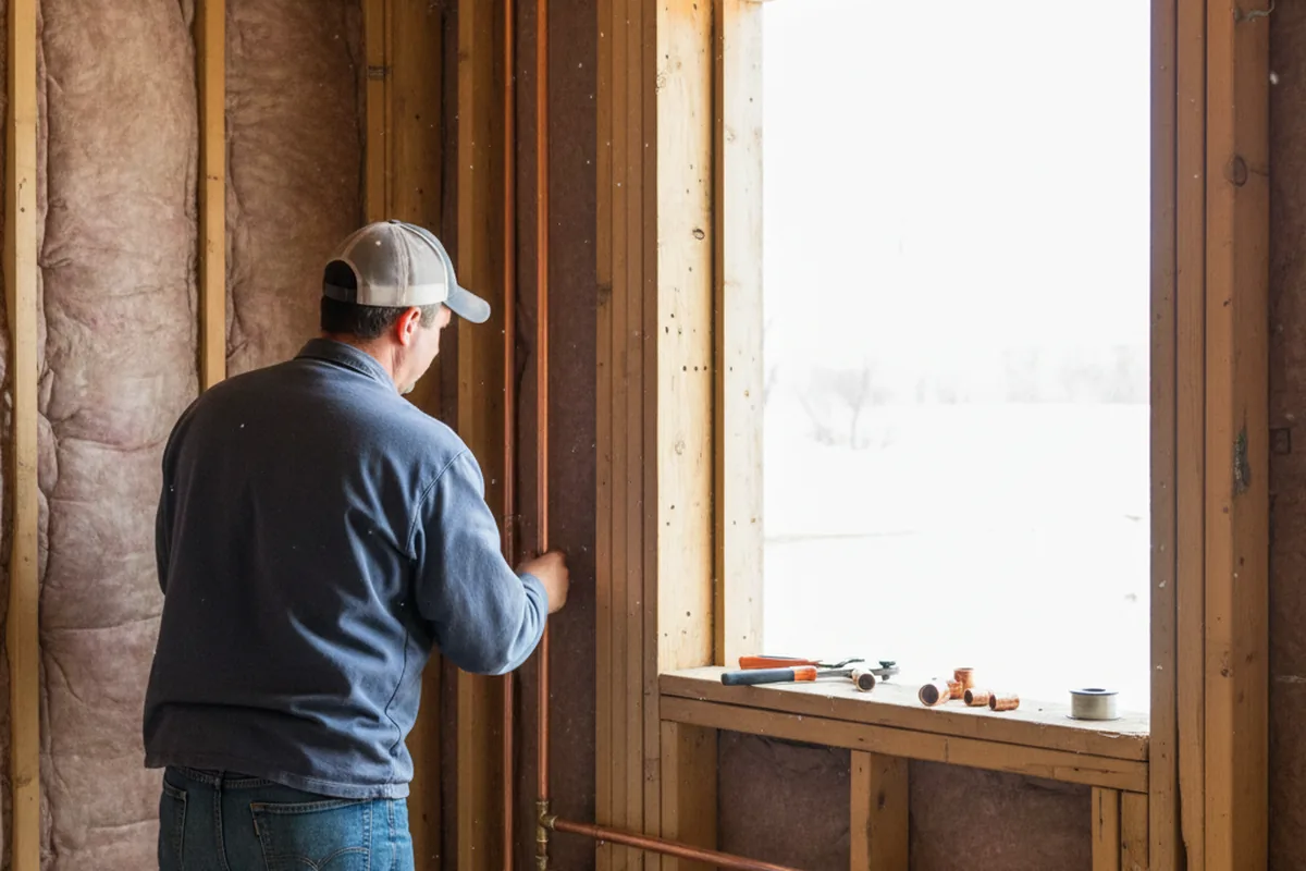 Licensed plumber running new copper supply lines in a Berlin Center home
