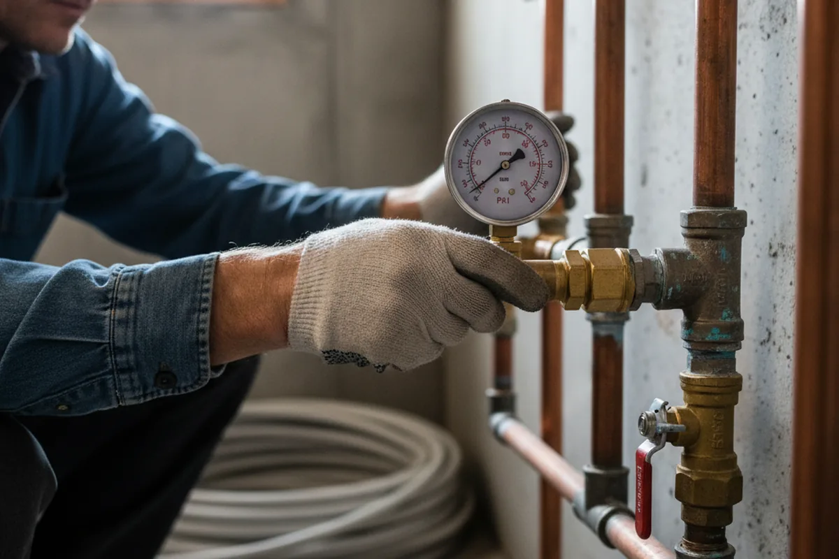 Pressure testing a repaired line during Water Line Repair in Berlin Center